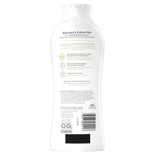 Olay Body Wash for Women, Fresh Radiance, Refreshing & Renewing, Made with Plant Based Cleansers, B3 Botanical Complex, For All Skin Types, Cucumber & Aloe Water Scent, 22 fl oz (Pack of 4)
