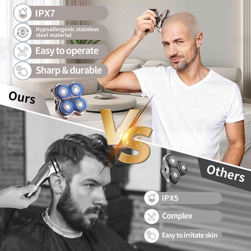 2 Pack Head Shaver Replacement Heads Compatible with Skul Pitbulls Gold PRO,Silver PRO, Platinum PRO,Butterfly Kiss PRO - Hypoallergenic Stainless Steel Shaver Foil Replacement - 4D Floating Blade
