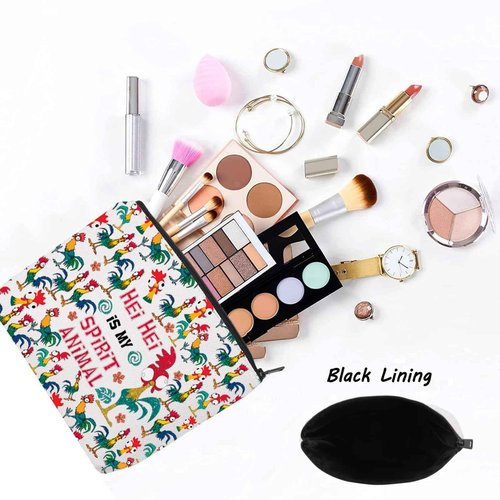 LEVLO Hei Chicken Cosmetic Make Up Bag Chicken Lover Gift Hei Is My Spirit Animal Makeup Zipper Pouch Bag (Hei Hei Full)