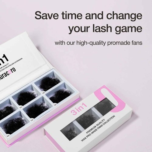 Curacoro Promade Mix 750 Fans - Handmade Volume Eyelashes, Multi Selections From 5D To 12D, C CC D Curl, Thickness 0.03~0.1 mm, 9-18mm Length, Long Lasting & Easy Application (12D 0.03 D, 11-12-13mm)