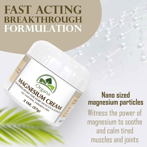 Organa Magnesium Cream - Fast-Absorbing Magnesium Lotion for Sleep - Topical Magnesium Lotion for Soothing & Instant Relief - Fast Absorbing and Fast Acting Foot Cream - Magnesium Butter