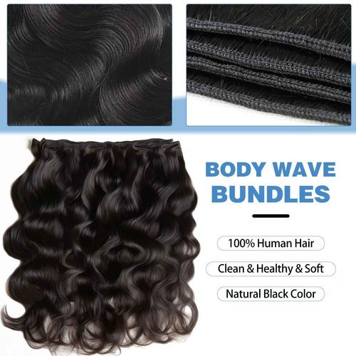 12A Human Hair Bundles 26 Inch Body Wave Bundles Human Hair 100% Unprocessed Brazilian Virgin Weave 1 Bundle for Women Natural Black Real Body Wavy Human Hair Extensions