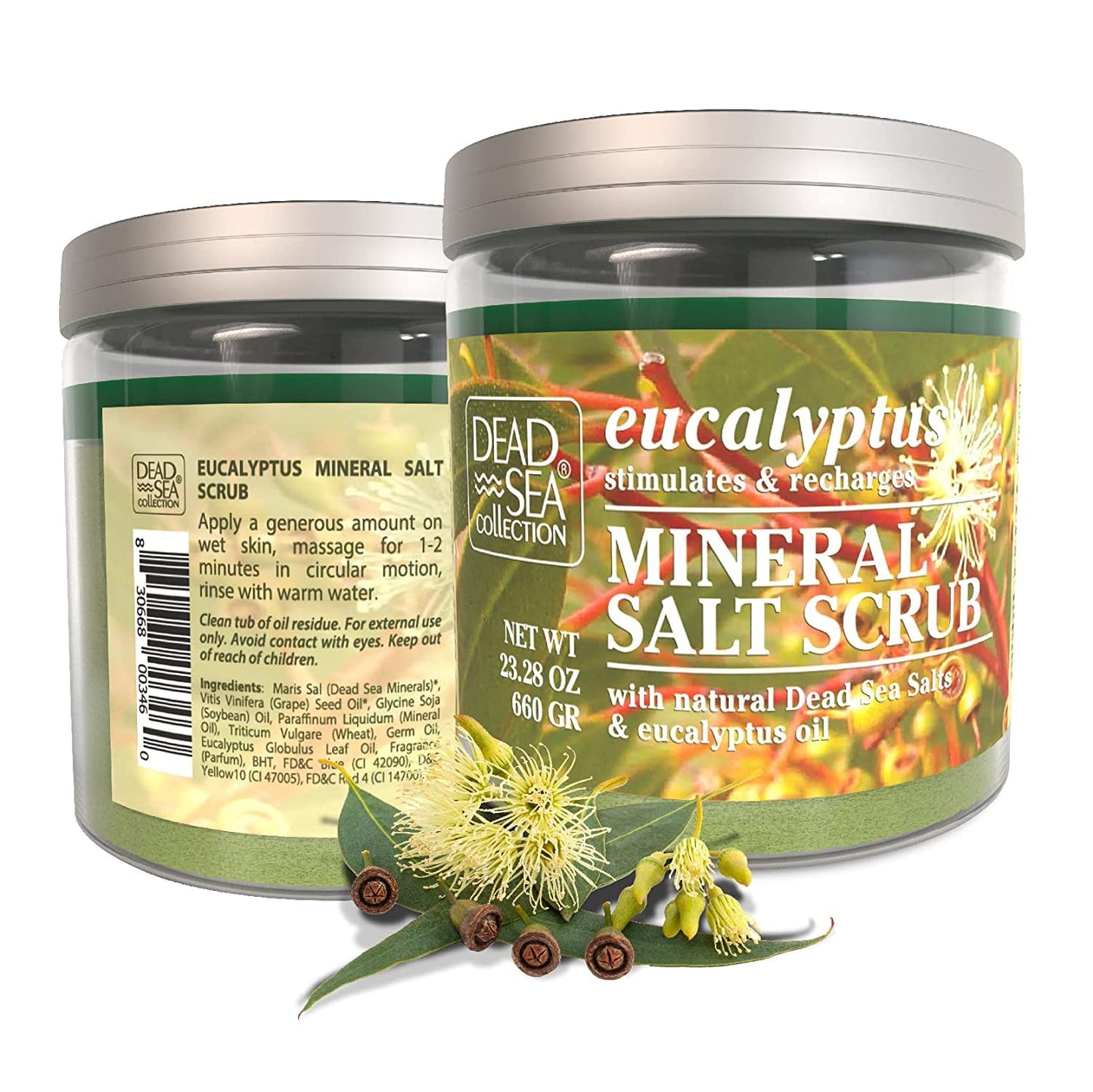 Dead Sea Collection Eucalyptus Salt Body Scrub - Large 23.28 OZ - with Pure Oils and Dead Sea Minerals