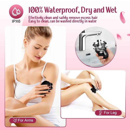 Electric Razors for Women,7D Gifts for Women,Cordless Electric Shaver with Detachable Head Wet/Dry Facial Hair Remover for Legs Painless Water Resistant (Black)