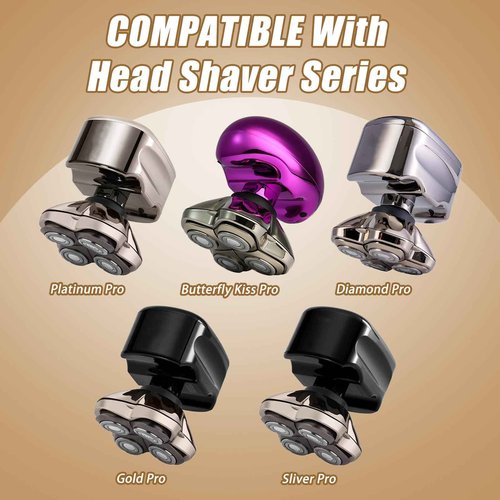 2 Pack PRO 4 Head Replacement Blades for Skull Pitbull, Palm & Butterfly Kiss Shavers - 4D Floating Rotary Heads for Close and Smooth Shaving - Japanese Stainless Steel Wet & Dry Shaving Blade Head