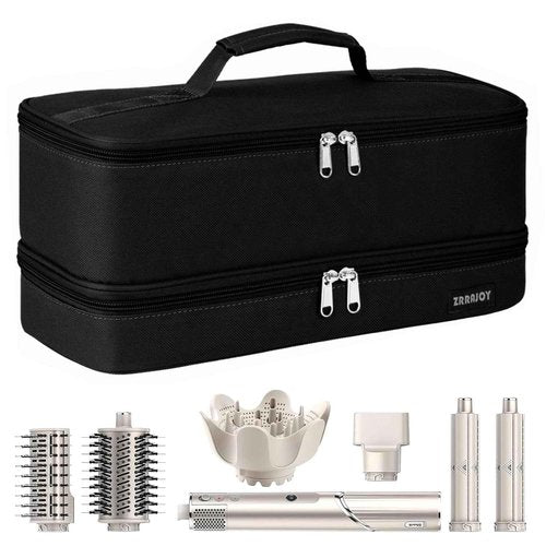 ZRRAJOY Double Layer Storage Case For Shark Flexstyle, Travel Carrying Case For Shark 430/440 Flexstyle, Organizer Bag For Shark Flexstyle/Dyson Airwrap Styler Attachments (Black)