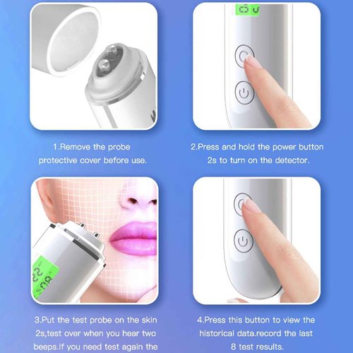 Skin Hydration Tester Skin Hydration Meter Hydration Monitor Skin Oil Content Moisture Analyzer Skin Tester Analyzer Digital LCD Display Personal Facial Skin Care Skin Tester Skin Care Tools
