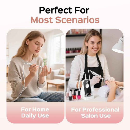 COSLUS Electric Nail Drill Professional: 40000 RPM Rechargeable Nail File with Stand for Acrylic Gel Nails - Stable & Smooth Grinding, Easy to Use, Ideal for Beginners Women, Home DIY and Salon, White