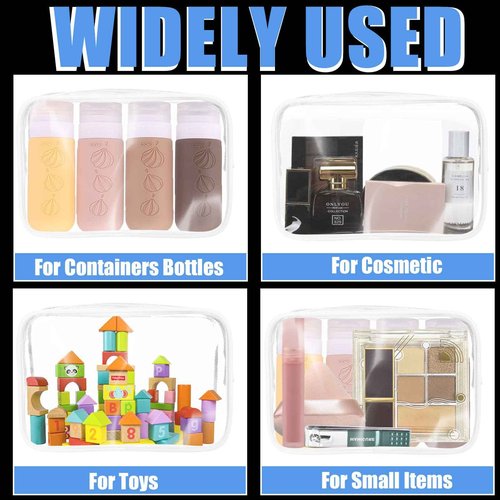 Eilyliafe 12 Pieces Clear Cosmetic Bag, PVC Waterproof Makeup Bags with Zipper, TSA Approved Toiletry Bag for Travel, Transparent Pouches Organizer Storage for Men and Women (White, Small)