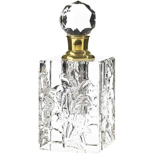 Okuna Outpost Crystal Glass Perfume Bottle Set - Refillable Perfume Bottles for Fragrance & Oils - Boudoir Props - Pack of 2, Transparent Glass, Round