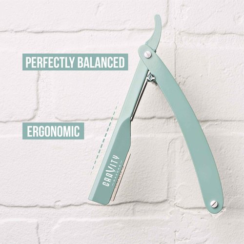 Professional Straight Razor Bundle - Stainless Steel Straight Edge Razor with 20 Gravity Premium Blades ("The OG", Dynasty)