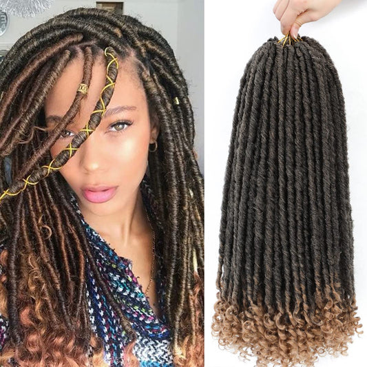 Goddess Locs Crochet Hair 6 Packs 20 Inch Straight Faux Locs Crochet Hair for Black Women, Crochet Pre-Looped Curly Hair Soft Faux Locs Synthetic Braiding Hair Extensions (20 Inch, 6 Packs, 1B-27#)