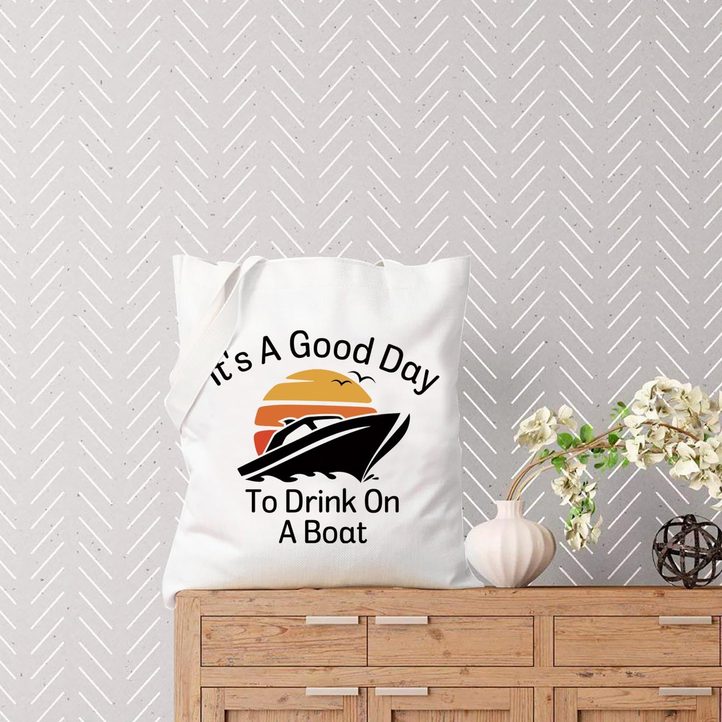 TSOTMO Boating Lover Gift Cruise Trip Gift It's A Good Day To Drink On A Boat Zipper Pouch Makeup Bag (Day Boat tote)