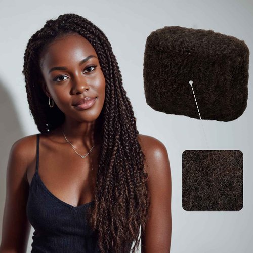 IUC Afro Kinkys Bulk Human Hair (16 Inch, 50g, Dark Brown) 4C Afro Kinky-Curly 100% Human Hair, Ideal for Braiding, Twists, Dreadlocks, Loc Repair, Kid-Friendly