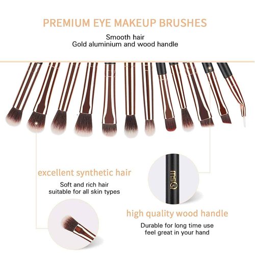 MSQ 15 Pcs White Brush set and 12pcs Rose Gold Eye Makeup Brushes Set, Premium Synthetic Foundation Brush Blending Eyeshadow Eyebrow, Face Powder Blush Concealers Eyeshadow Brush Make up Brushes Set