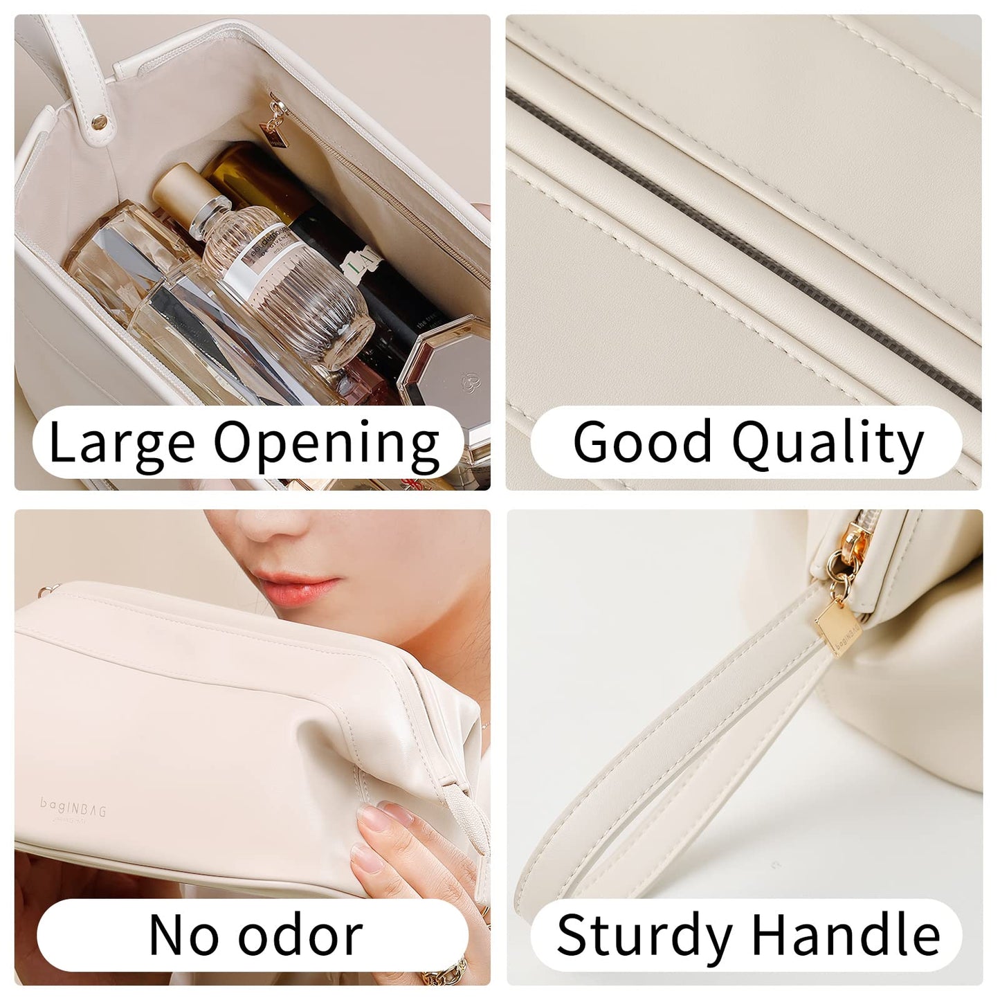 bagINBAG QIANPA Cosmetic Travel bag，Makeup bag with Handle, Cream Makeup pouch，Make up bag travelling for women and Girls