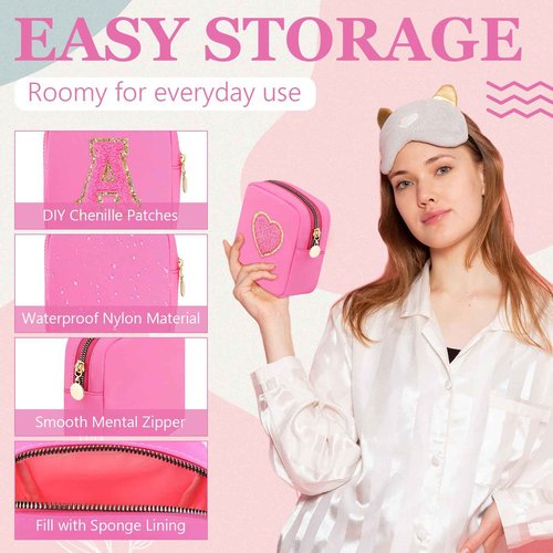 Giesiery 9 Pcs Christmas Mini Pouch Bag Nylon Makeup Bags Bulk Cosmetic Bags for Purse Toiletry Organizer Pouches for Women, Small Zipper Gift Pouch Preppy Coin Purse (Hot pink)