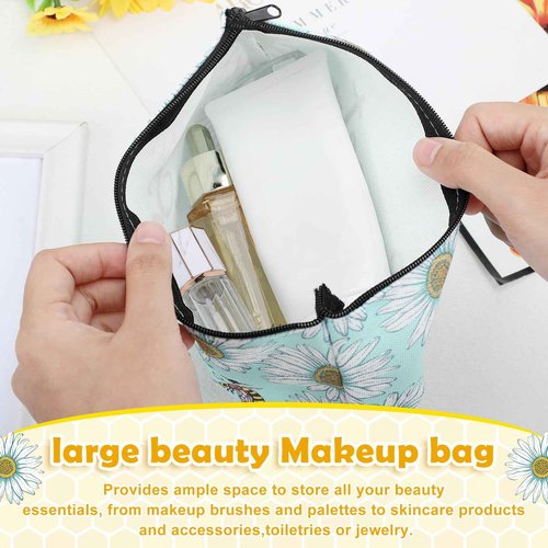 Bulyoou 16 Pcs Funny Bee Cosmetic Bags Stuff Bulk Honey Queen Bee Inspirational Gift Makeup Bags Zipper Pouch for Women Beekeeper