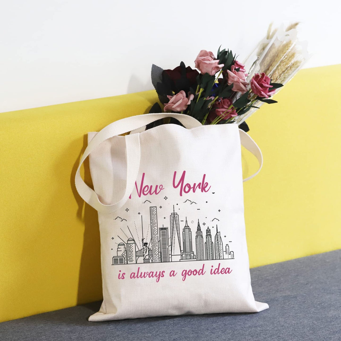 TSOTMO New York Bachelorette Party Favor New York Is Always A Good Idea New York Vacation Zipper Pouch Makeup Bag (New York tote)