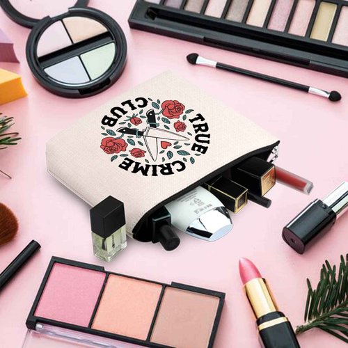 TOBGBE True Crime Lover Gift True Crime Club Makeup Bag Crime Junkie Gift True Crime Podcast Lovers Gifts Funny Serial Killer Cosmetics Bag (True Crime Club)