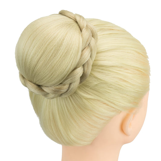 IMISSU Small Size Braided Chignon Dancer Hair Cover Donut Hairpieces Scrunchies Hair Bun Wig Updo Wedding Party for Women (M5 Dirty Blonde)