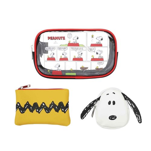 Bioworld Peanuts Snoopy Comic Panels 3-Piece Cosmetic Set