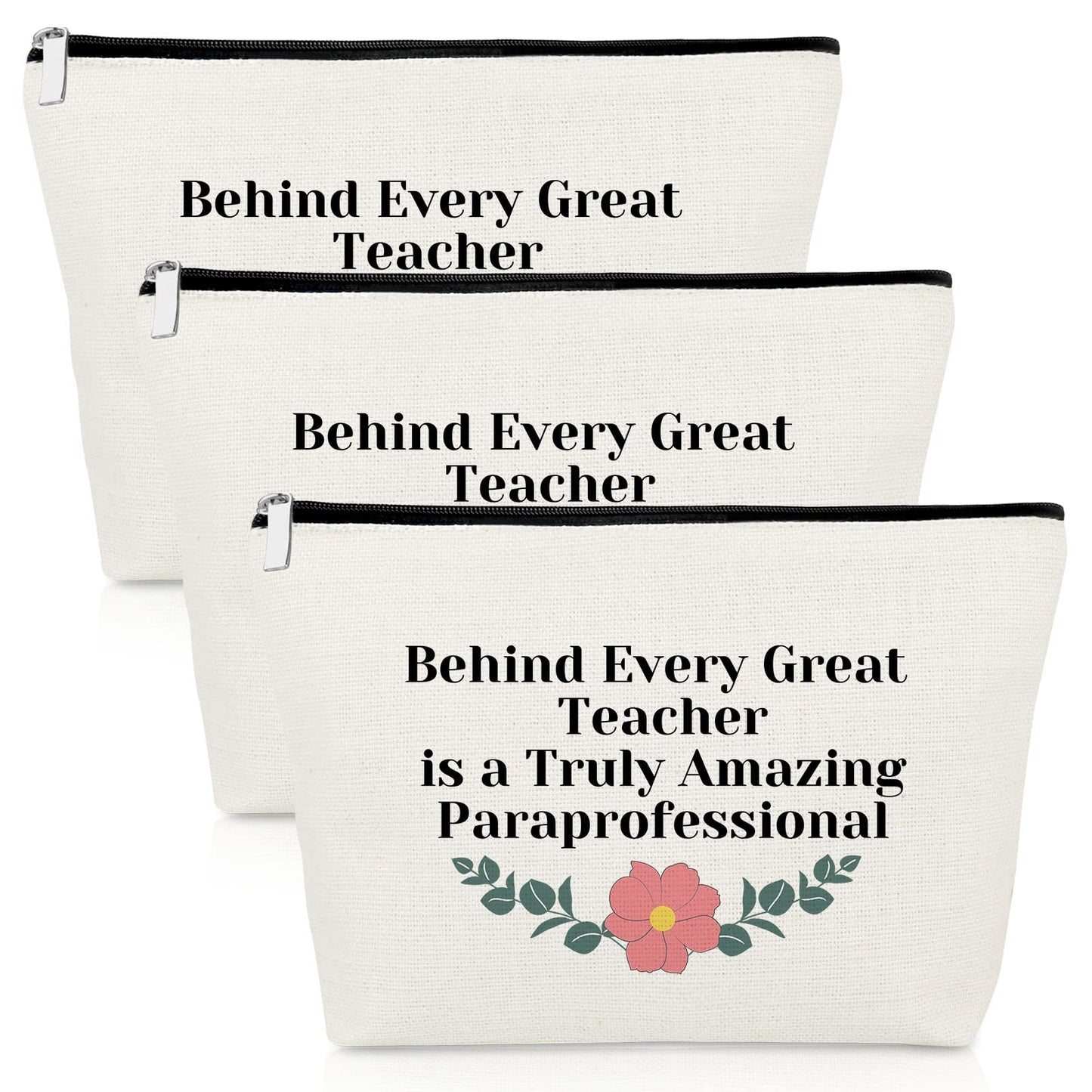 Paraprofessional Appreciation Gifts 3 Piece Makeup Bag Set Thank You Gifts for Paraeducators Para Teacher Assistant Gifts 3 Pack Cosmetic Bags Retirement Teacher Day Gift for Para Professional Teacher