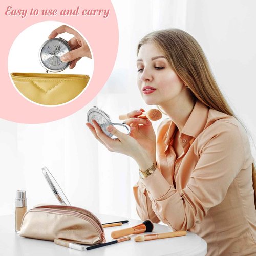 Taiyin 24 Pcs Quinceanera Party Favors for Guests Baptism Compact Mirror Favor Round Hand Makeup Mirror Quinceanera Gifts for 15 Year Old Girl Sweet 15 Birthday Gift for Guest(Silver)