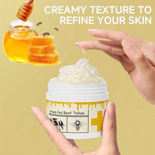 mkzea Beef Tallow for Skin, Beef Tallow, Tallow and Honey Cream, Grass Fed Beef Tallow, Whipped Beef Tallow for Face Moisturizer for All Purpose with Raw Honey Tallow Balm, 2 packs