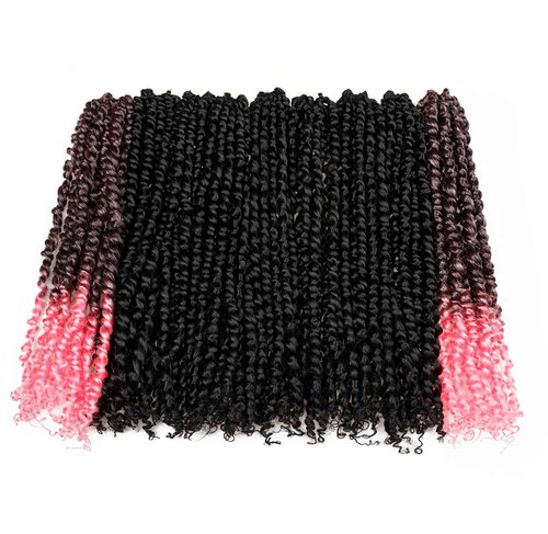 Passion Twist Crochet Hair - Mixed Color Combo Pack (7 Boxes 1B+2 Boxes T1B/Pink), Pre-twisted Pre Looped Synthetic Hair Extensions For Black Women and Kids - 10 Inches