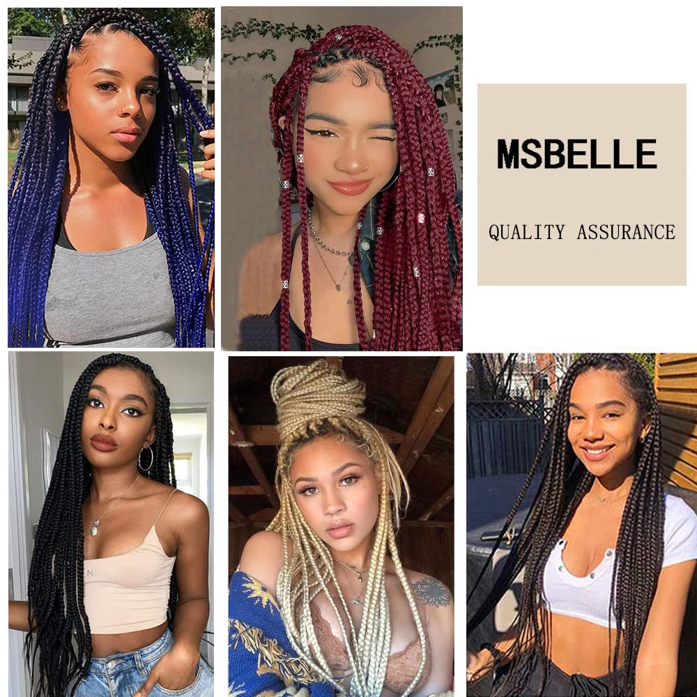 MSBELLE 26inch Pre Stretched Braiding Hair 6 Packs/lot Prestretched Braiding Hair Extensions 100g/Pack Pre Streteched Ombre Hot Water Setting Braids Hair Black to Purple(26inch Black to Purple)