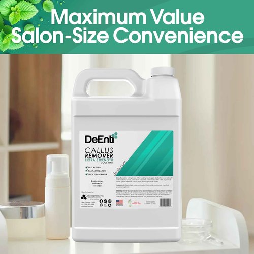 DeEnti Callus Remover for Feet, Extra Strength Foot Callus Remover Gel, 128oz Gallon Salon Grade Bulk Pedicure Supplies for Dry Skin, Cracked Heel, Professional Strength Foot Care, Cool Mint