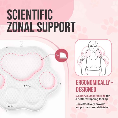 NdtPanopsia Cute Cat Paw Bath Pillow | Ergonomic Spa Cushion with Non-Slip Design | Quick-Drying, Supports Head, Neck & Back | Unique Gift for Women