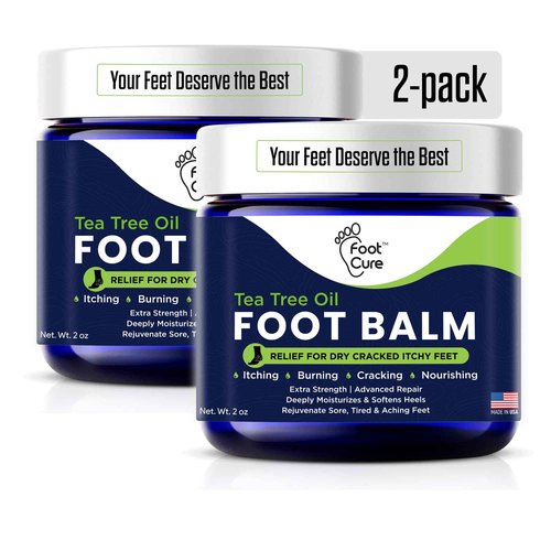 FOOT CURE Tea Tree Oil Balm – Moisturizer for Dry Cracked Feet – Instantly Hydrates & Soothes Irritated Skin & Athlete's Foot – Best Foot Care for Women and Men (Pack of 2)