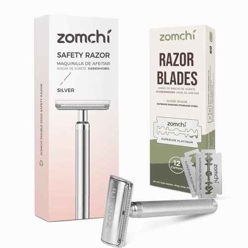 ZOMCHI Upgrade Safety Razor for Men with 60 Counts Safety Razor Blades for Shaving