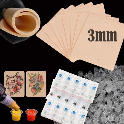 123pcs Fake Skin Ink Cups with RL - Urknall 3pcs Practice Skin 20pcs #1203RL 5RL 100pcs Ink Caps Thick Fake Skin Ink Cups for Tattoo Ink Tattoo Supplies