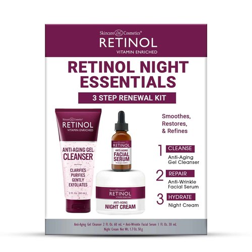 LIVAURA Retinol Anti-Aging Night Essentials – 3 Step Renewal Kit – The Original for a Younger Look – Smooths, Restores, and Refines – Cleanse, Treat, Repair & Hydrate On-The-Go