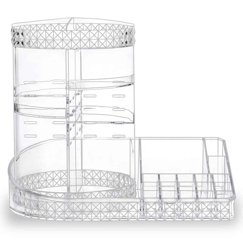 MOSIKER 360 Rotating Skincare Organizer,Large Clear Acrylic Tiered Adjustable Perfume Tray Cosmetic Holder for Bathroom