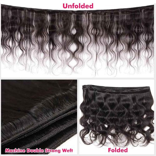 Human Hair Bundles Body Wave 8 10 12 14 Inch 100% Unprocessed Brazilian Body Wave 4 Bundles Human Hair Extensions for Women Quick Weave Natural Color
