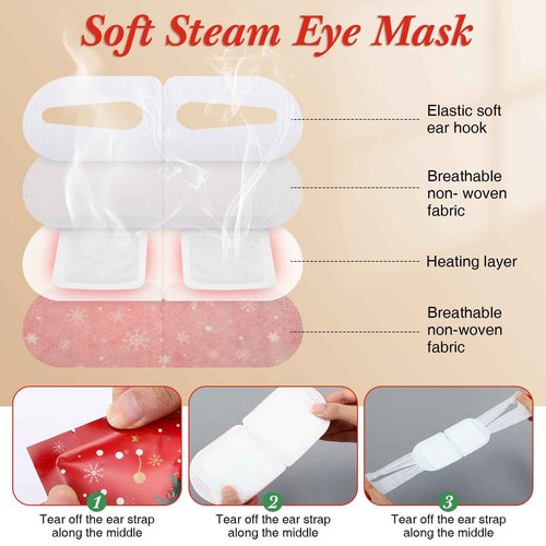 Demissle 96 Pack Christmas Steam Eye Masks for Dry Eyes Disposable Self Heating Red and Green Moist Heat Eyemasks Warm Eye Compress Gift for Dry Eyes Women Home Office Travel
