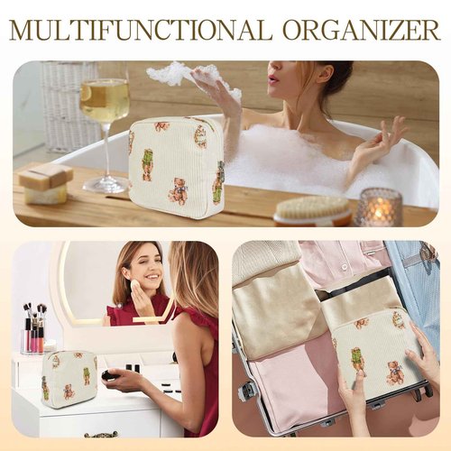 AMZMA Small Pouches for Purse Cute Mini Cosmetic Bag with Zipper Aesthetic Corduroy Makeup Bags Toiletry Bag