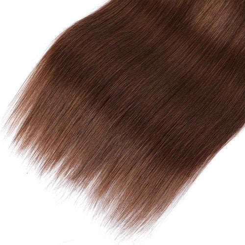 Dark Brown Straight Bundles Human Hair Color 4 Brown Bundles Double Weft Brazilian Virgin Dark Brown Remy Hair Extensions Silky and Soft for Black Women (10 10 10 inch 3 Bundles)