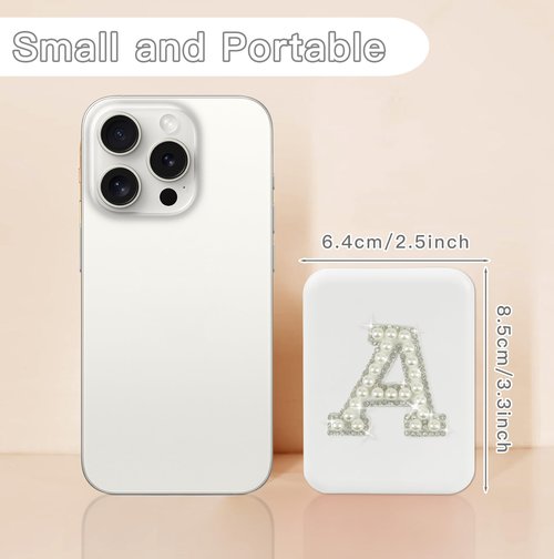 Aganmi Travel Mirror with Lights Initial 1X/2X Magnification LED Compact Mirror, Portable Pocket Mirror Small Folding Handheld Makeup Mirror Mothers Day Birthday Gifts for Women Teen Girls White G