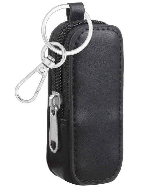 Lip Balm Holder Chapstick Holder Keychain Fashion Pu Leather Lipstick Pouch Lip Gloss Holder With Hook (Black)