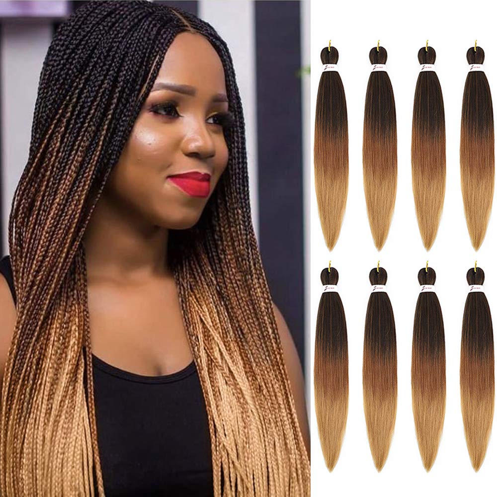 AQINBEL Braiding Hair Pre stretched 26 Inches 8 Bundles Ombre Braiding Hair Itch Free Crochet Twist Hair for Braids Yaki Texture Pre stretched Braiding Hair Extensions for Women (1B/30/27#)