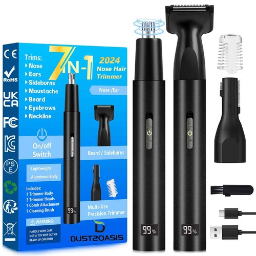 Dust2Oasis Nose Hair Trimmer for Men Women-2025 All-in-1 Professional Use for Nose Ear Hair Trimmers Clipper Pro-14,000RPM Motor,2 hrs Rechargeable Hair Trimmer Set with Dual Edge Blades N414