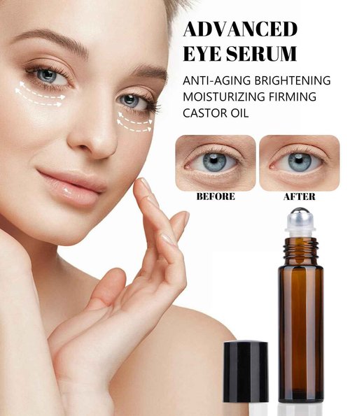 VRJEUGO Organic Castor Oil for Face Roll On，Rollerball Deep Hydration for Skin Care and Hair, Castor Oil Organic Cold Pressed Unrefined Glass Bottle 8oz with 2 Roller