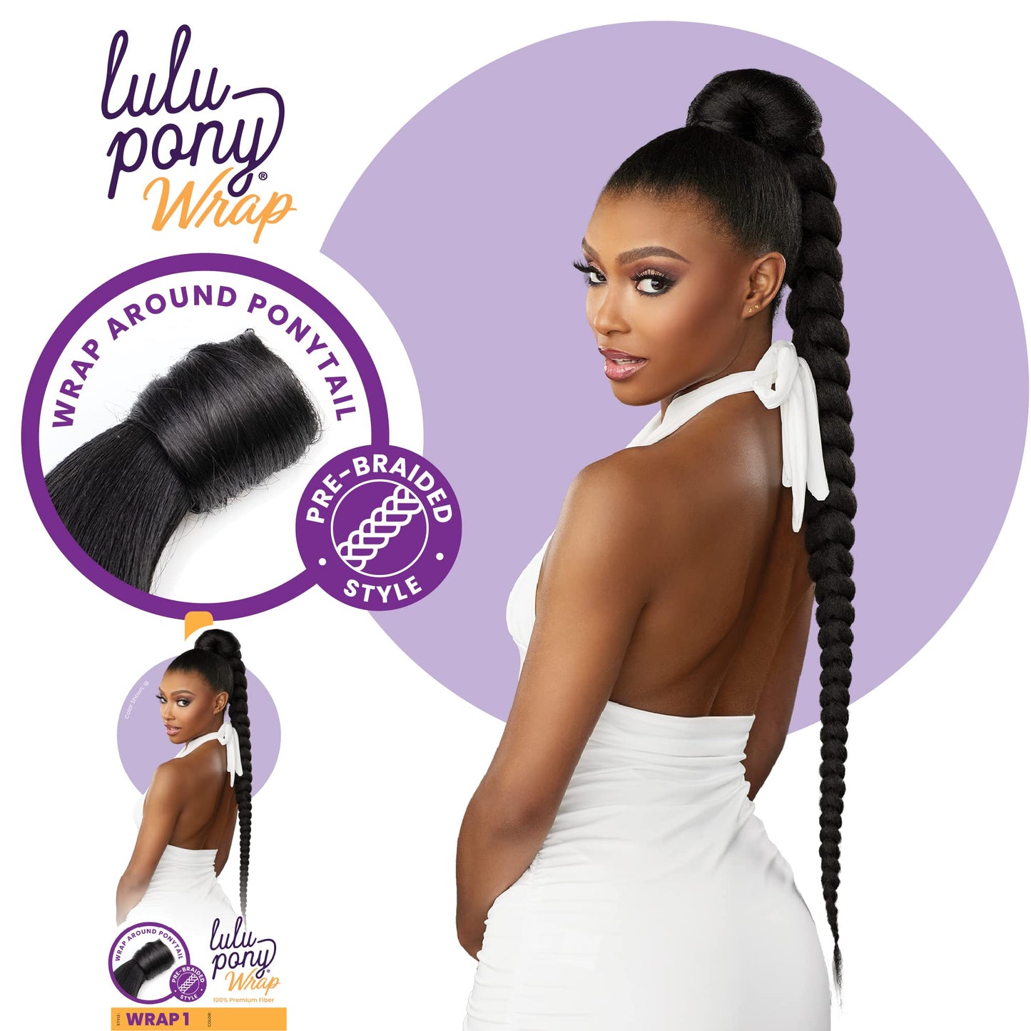 Sensationnel Lulu pony wrap hairextensions- 1 high heat synthetic yaki pony tail or up do hair wig piece (2 DARKBROWN)