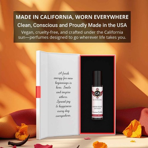CA Perfume Amber Rouge Saffron For Women and Men Fragrance Body Oil Alcohol-Free Travel Size Roll-On 0.3 Fl Oz (Pack of 2)