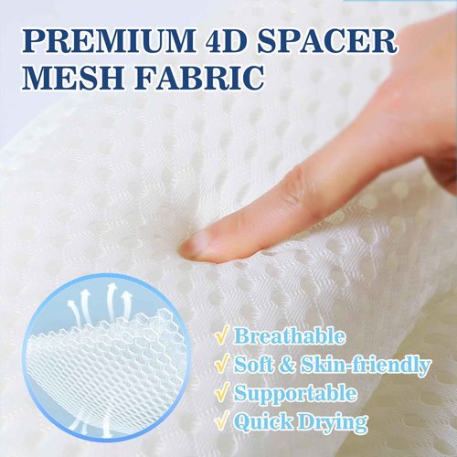 Bath Pillow Bathtub Pillow, Luxury Bath Pillows for Tub Neck and Back Support, Bath Tub Pillow Headrest with Soft 4D Mesh Fabric and Non-Slip Suction Cups, Relaxing Bath Accessories Spa Gifts